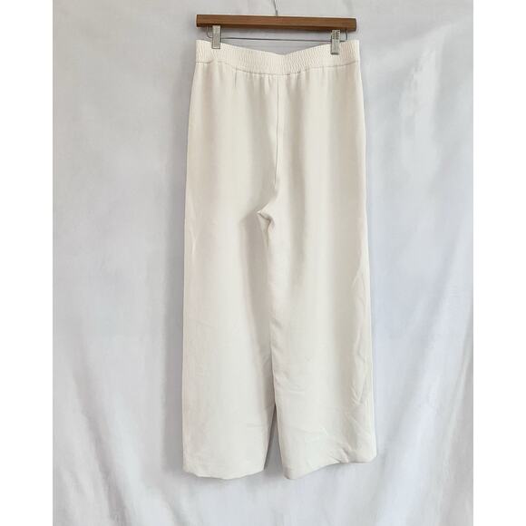 Aritzia Wilfred Wide Leg Pant MEDIUM Cream Crepe Pull On Dress Trousers Women - Picture 3 of 7